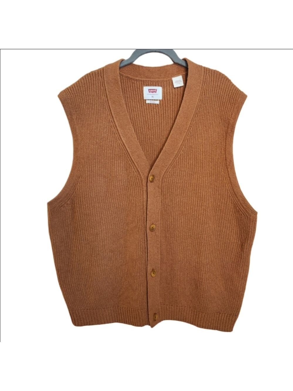 MEN'S LEVIS RINCON BUTTON DOWN WOOL BLEND SWEATER VEST RUST SIZE XL NWOT - Picture 3 of 9